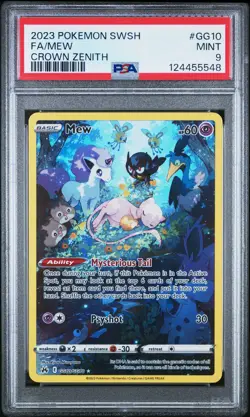 2023 POKEMON SWORD & SHIELD CROWN ZENITH #GG10 FULL ART/MEW PSA 9 - Image 1