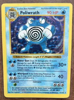 1999 Shadowless Poliwrath 13/102 Base Set Holo Rare Vintage Pokemon Card - Image 1