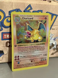 1999 Pokemon Base Set Shadowless 1st Ed Holo Charizard #4/102 FAN ART - Image 1