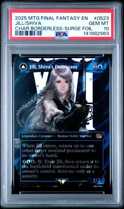 2025 MTG Final Fantasy Jill, Shiva's Dominant Borderless Surge Foil #0523 PSA 10 - Image 1