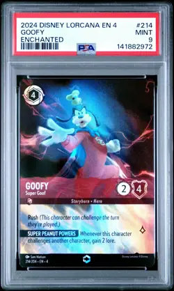 2024 Disney Lorcana Goofy Super Goof Alt Art Enchanted #214/204 PSA 9 - Image 1