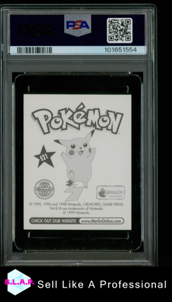 EEVEE MERLIN POKEMON 1999 S21 POP 2 ONE HIGHER REAL *CRACKED ICE* PSA 8 - Image 2