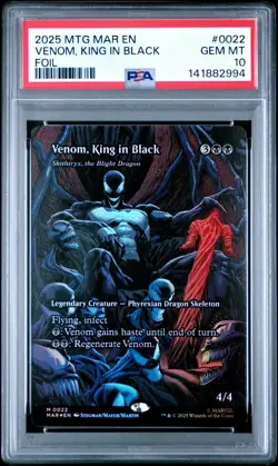 2025 MTG MARVEL'S SPIDER-MAN FOIL #0022 VENOM, KING IN BLACK PSA 10 - Image 1