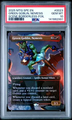 PSA 10 GREEN GOBLIN, NEMESIS SCENE BORDERLESS 2025 MTG MARVEL'S SPIDER-MAN EN - Image 1