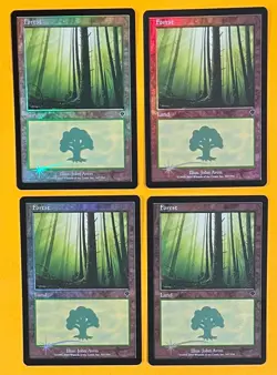 MTG FOREST (Foil) (x4) Invasion (OldManMTG 011-884) - Image 1