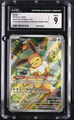 Eevee SVP 173 Prismatic Pokemon Center Stamp 2025 Black Star Promo CGC 9 - Image 1