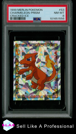 CHARMELEON MERLIN POKEMON 1999 S3 POP 2 REAL *CRACKED ICE* PSA 8 - Image 1