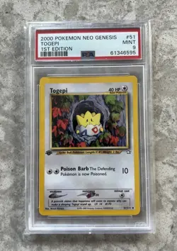 2000 Togepi 1st Edition 51/111 Neo Genesis WOTC Vintage Pokemon PSA 9 - Image 1