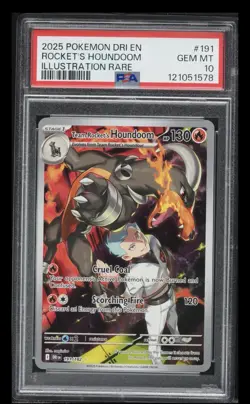 Pokemon Team Rocket's Houndoom Illustration Rare Holo 191/182 PSA 10 2025 - Image 1