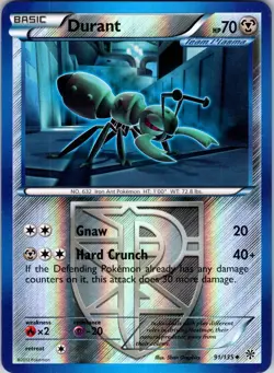 Durant (Team Plasma) (91) 91/135 Plasma Storm Pokemon LP Reverse Holo - Image 1