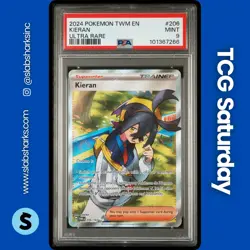 2024 POKEMON TWILIGHT MASQUERADE #206/167 KIERAN FULL ART ULTRA RARE PSA 9 - Image 1