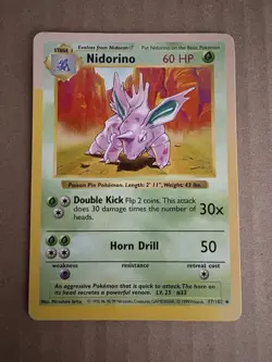 Pokemon - Base Set Shadowless - Nidorino 37/102 - Uncommon LP - Image 1