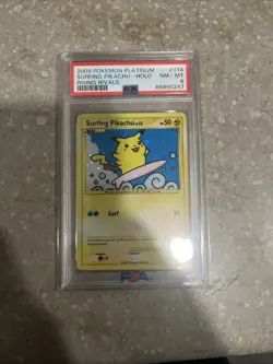 2009 Surfing Pikachu Holo Card 114/111 Vintage Pokemon TCG - Image 1