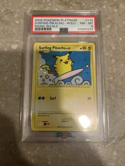 2009 Surfing Pikachu Holo Card 114/111 Vintage Pokemon TCG - Image 2