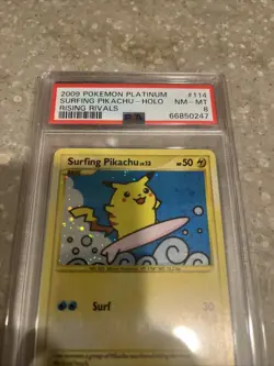 2009 Surfing Pikachu Holo Card 114/111 Vintage Pokemon TCG - Image 3