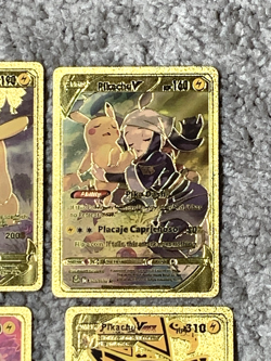 Set of 4 Pikachu V,VMax Charge/Pika Dash+ Rare Gold Accent Foil Fan Art Cards - Image 3