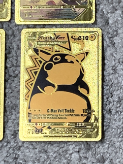 Set of 4 Pikachu V,VMax Charge/Pika Dash+ Rare Gold Accent Foil Fan Art Cards - Image 5