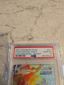 Rayquaza Vmax PSA 10 Rainbow Rare Evolving Skies 216/203 Secret Pokemon Card FA - Image 2