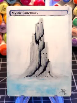 Mystic Sanctuary - Magic The Gathering -*Altered Hand Painted * The Lake - Image 1