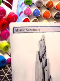 Mystic Sanctuary - Magic The Gathering -*Altered Hand Painted * The Lake - Image 2