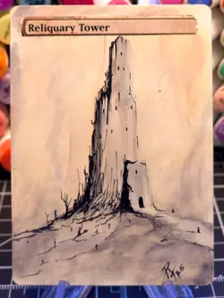 Reliquary Tower - Magic The Gathering -*Altered Hand Painted * The Castle 002 - Image 1