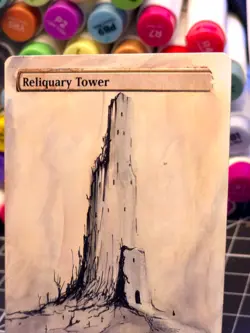 Reliquary Tower - Magic The Gathering -*Altered Hand Painted * The Castle 002 - Image 3
