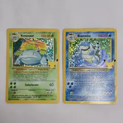 Venusaur & Blastoise 25th Anniversary Celebrations NM Holo Pokemon Cards - Image 1
