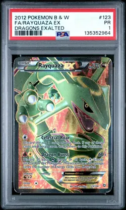 2012 POKEMON B&W DRAGONS EXALTED #123 FULL ART/RAYQUAZA EX PSA 1 - Image 1