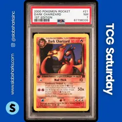 2000 POKEMON TEAM ROCKET FIRST EDITION #21/82 DARK CHARIZARD PSA 7 - Image 1