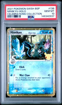 PSA 10 Mimikyu Holo SWSH136 Delta Species Celebrations Promo Pokemon - Image 1