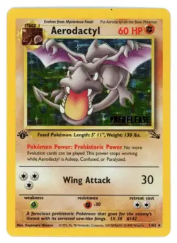 AERODACTYL 1999 Pokemon Fossil Holo Rare 1st Edition Prerelease #1/62 - Image 1