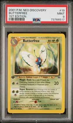 Pokemon TCG Butterfree Neo Discovery 2001 19 Regular 1st Edition Rare PSA 9 MINT - Image 1