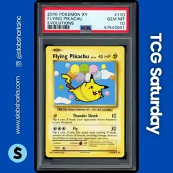 2016 POKEMON XY EVOLUTIONS #110/108 FLYING PIKACHU SECRET RARE PSA 10 - Image 1