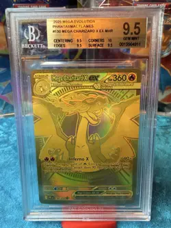 Pokemon Mega Charizard X EX Phantasmal Flames Mega Hyper Rare Beckett 9.5 #130 - Image 1