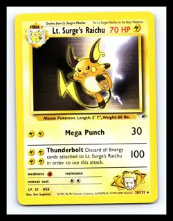 💥 LT. SURGE'S RAICHU # 28/132 Pokemon 2000 Gym Heroes Set Vintage WOTC - Image 1