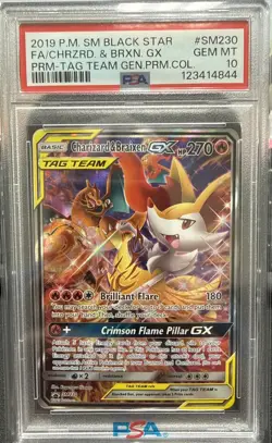 2019 Pokemon Tag Team Charizard & Braixen GX SM230 Black Star Promo PSA 10 - Image 1