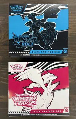 Pokemon TCG Black Bolt and White Flare Elite Trainer Box ETB Set of 2 Sealed - Image 1