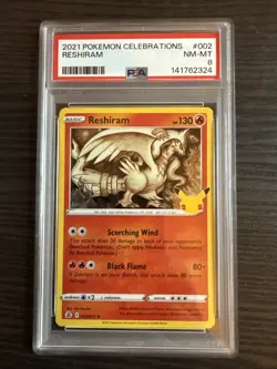 Reshiram 002/025 Holo 2021 Pokemon Celebrations PSA 8 NM-MT - Image 1