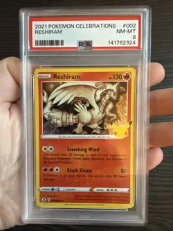 Reshiram 002/025 Holo 2021 Pokemon Celebrations PSA 8 NM-MT - Image 3