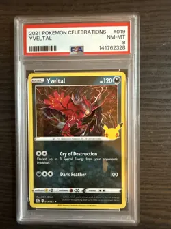 Yveltal 019/025 Holo 2021 Pokemon Celebrations PSA 8 NM-MT - Image 1