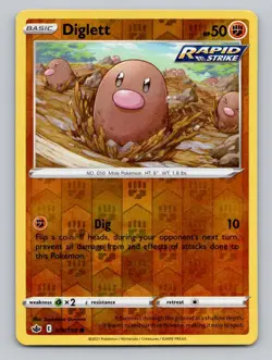 Reverse Holo Diglett 076/198 Common Chilling Reign Pokemon - Image 1
