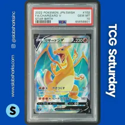 2022 POKEMON SWORD & SHIELD STAR BIRTH JP #102 CHARIZARD V SUPER RARE PSA 10 - Image 1