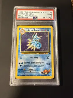 Pokemon WOTC 2000 Gym Heroes Misty’s Seadra Prerelease Holo- PSA 9 Mint - Image 1