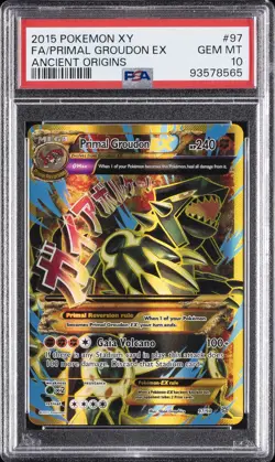 2015 POKEMON XY ANCIENT ORIGINS #97 FULL ART/PRIMAL GROUDON EX PSA 10 - Image 1