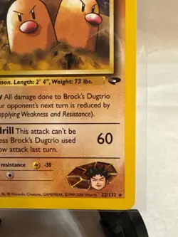 2000 Pokemon Gym Challenge Brock's Dugtrio 1st Edition 22/132 Non-Holo NM-MINT - Image 4