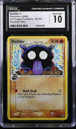 CGC 10 Pokemon TCG 2006 EX Dragon Frontiers Reverse #63/101 Shellder δ GEM MINT - Image 1
