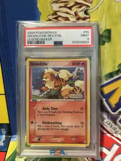2006 POKEMON EX LEGEND MAKER #55 GROWLITHE REVERSE HOLO PSA 9 STAMP - Image 1