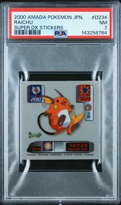 2000 Amada Pokemon Japanese Raichu Super DX Stickers PSA 7 - Image 1