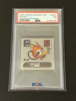 2000 Amada Pokemon Japanese Raichu Super DX Stickers PSA 7 - Image 3
