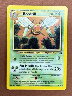 Pokemon TCG Beedrill Neo Discovery Rare 18/75 2001 Damaged - Image 1